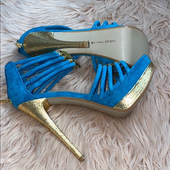 H by Halston teal with gold detail size 8 heels 👠 - Picture 5 of 5